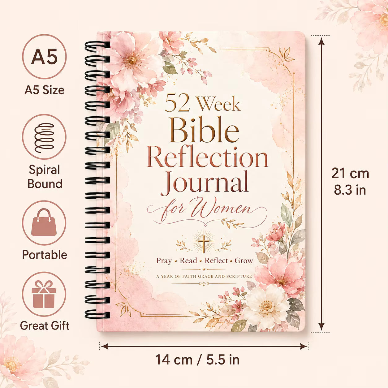 A Year With God: 52 Week Bible Reflection Journal for Women